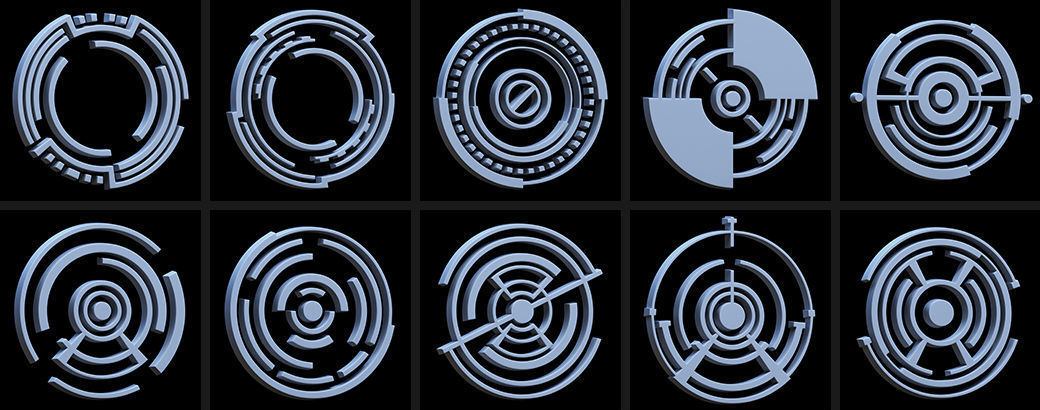 150 Sci-fi Hologram Base Mesh Pack 3D model_7