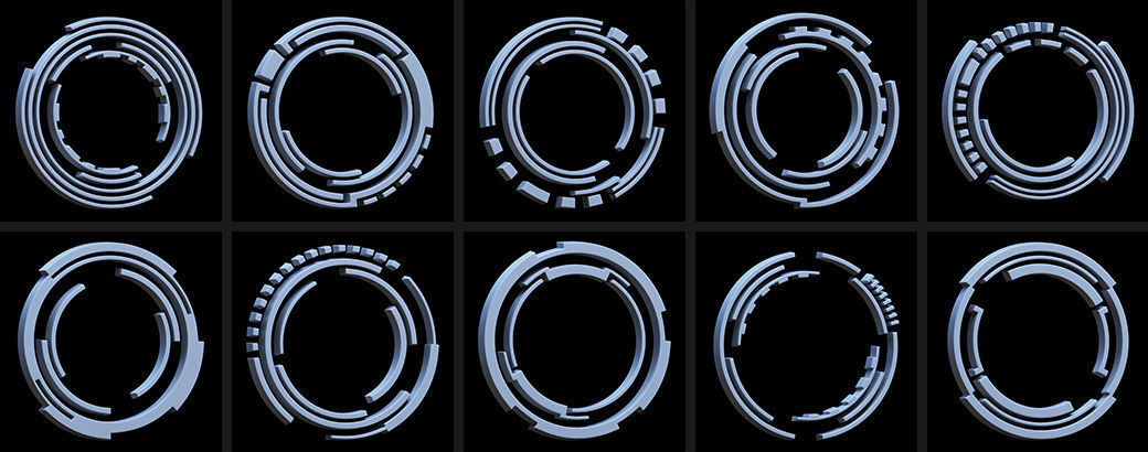 150 Sci-fi Hologram Base Mesh Pack 3D model_6