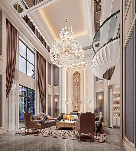 Luxury living room interior 3D model