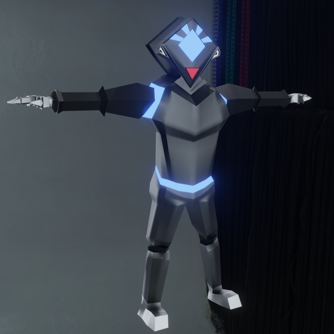 Futuristic Sci-Fi Robot Alien  Low Poly with PBR Textures Low-poly 3D model_4