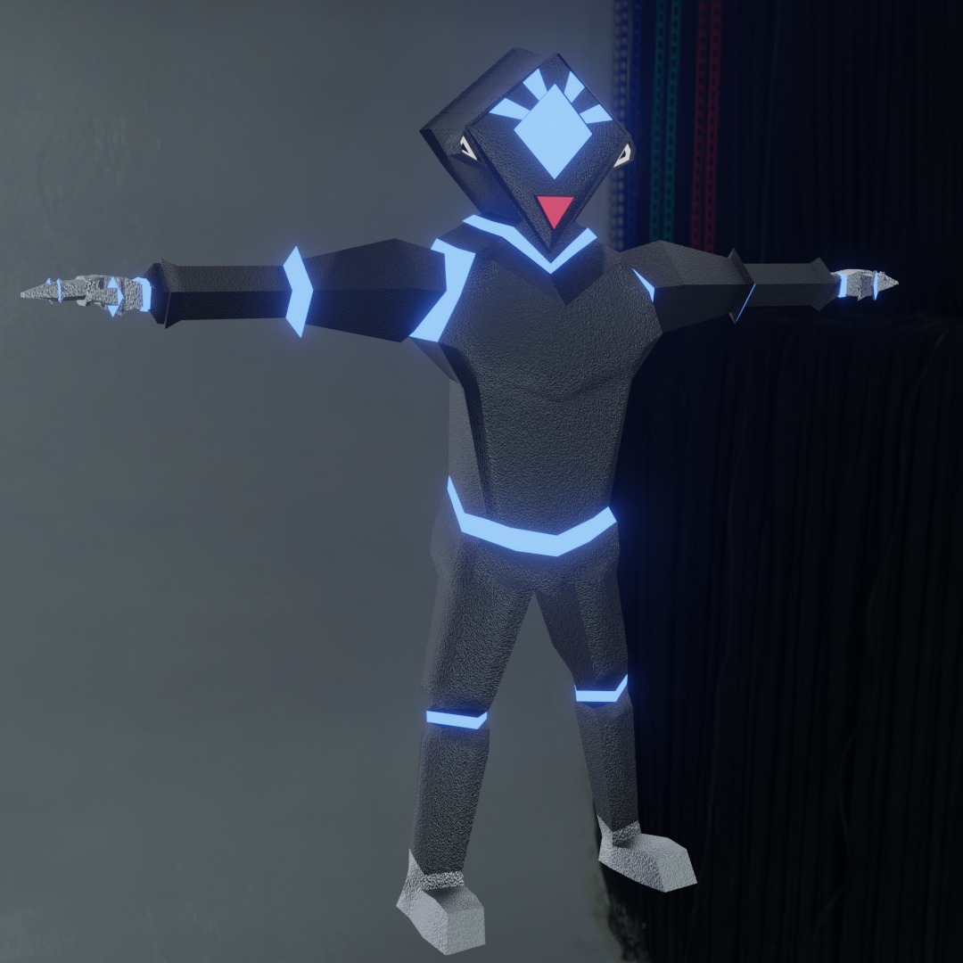 Futuristic Sci-Fi Robot Alien  Low Poly with PBR Textures Low-poly 3D model_3