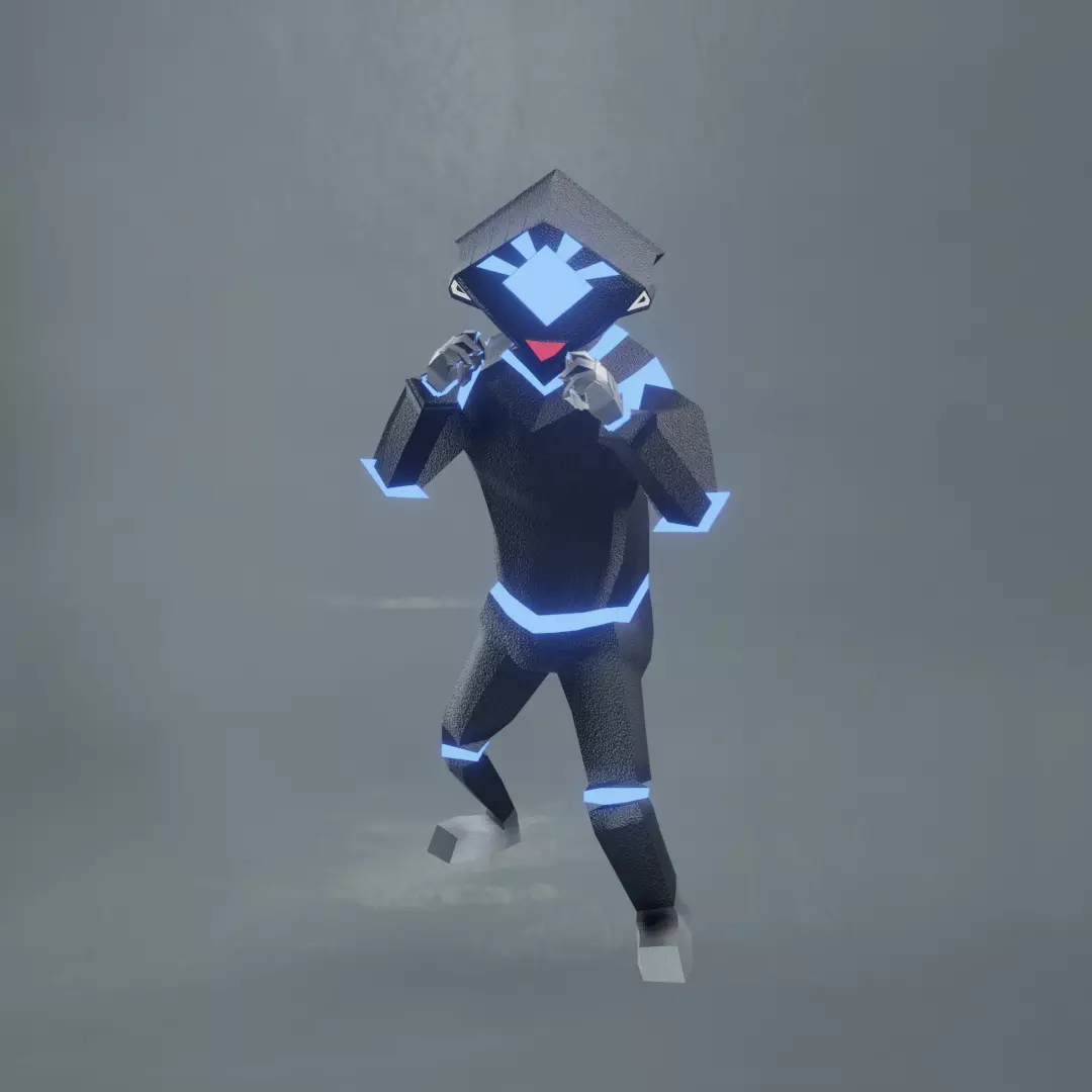 Futuristic Sci-Fi Robot Alien  Low Poly with PBR Textures Low-poly 3D model_0