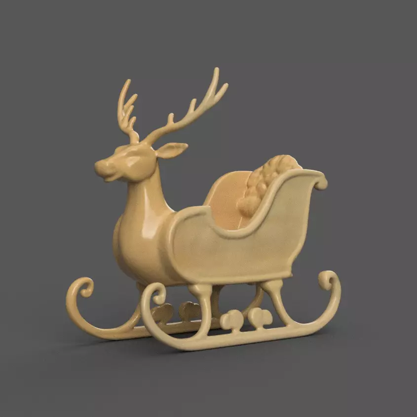 Santa Sleigh Christmas Decorations planter - vase - garden 12 3D print model_0