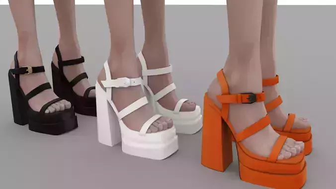 sandal female Low-poly 3D model sandal female Low-poly 3D model