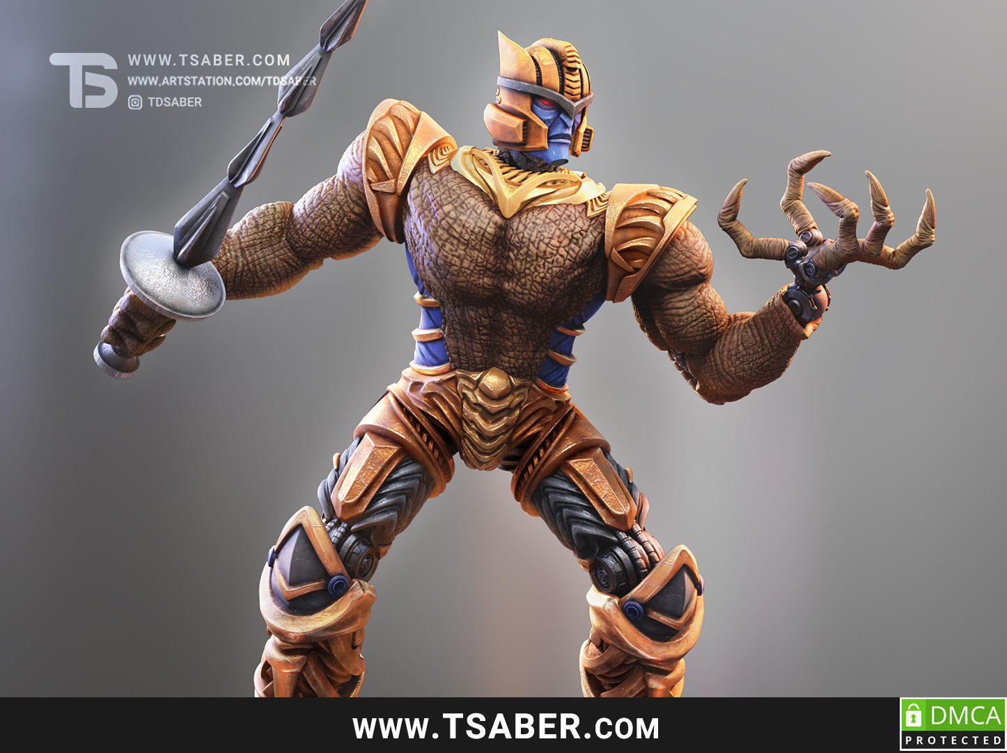 Dino Warrior  3D print model_2