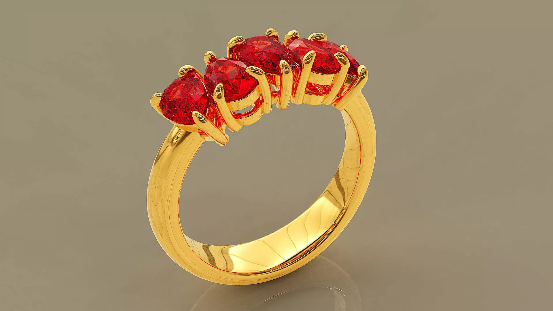 Prong set pear shape diamond five stone ring 3D print model