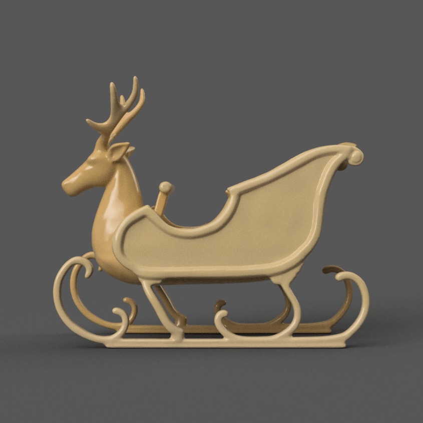 Santa Sleigh Christmas Decorations planter - vase - garden 13 3D print model_1