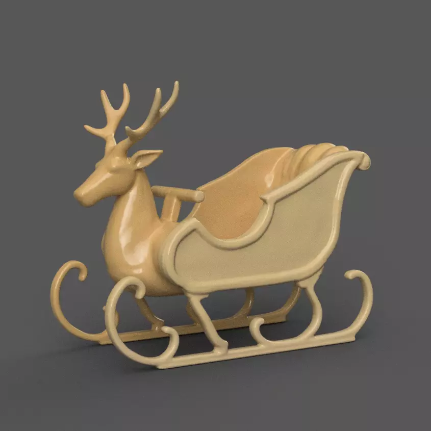 Santa Sleigh Christmas Decorations planter - vase - garden 13 3D print model_0