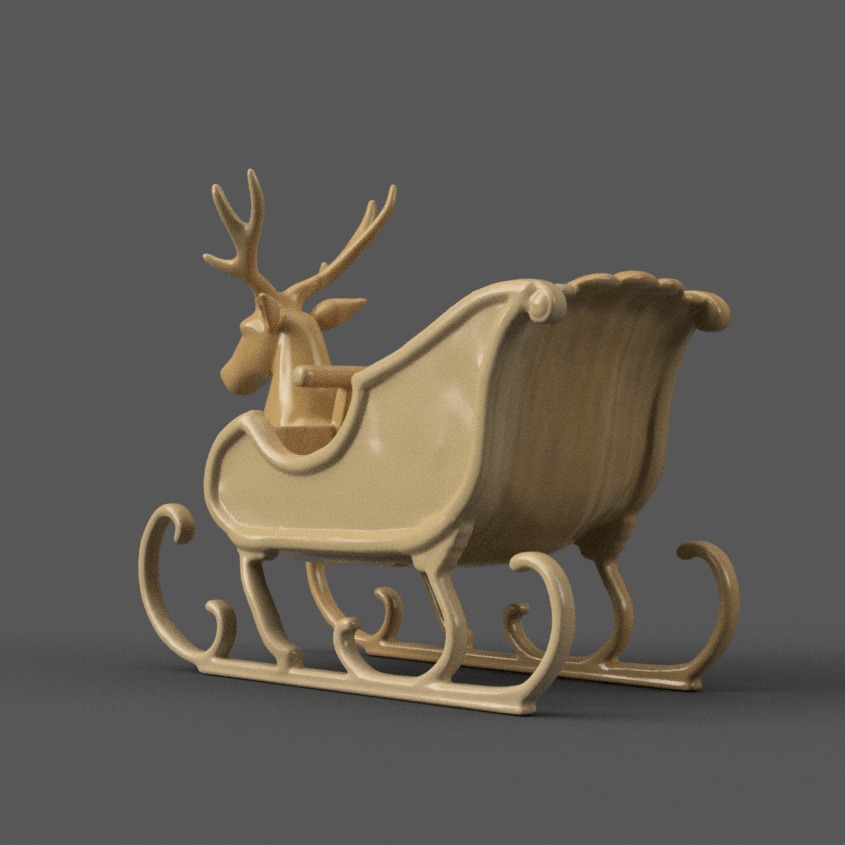 Santa Sleigh Christmas Decorations planter - vase - garden 13 3D print model_2
