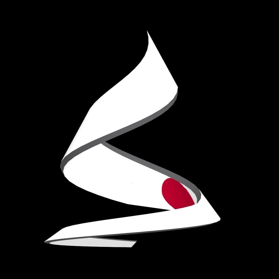 Japan Flag on a double helical spiral structure 3D model_26