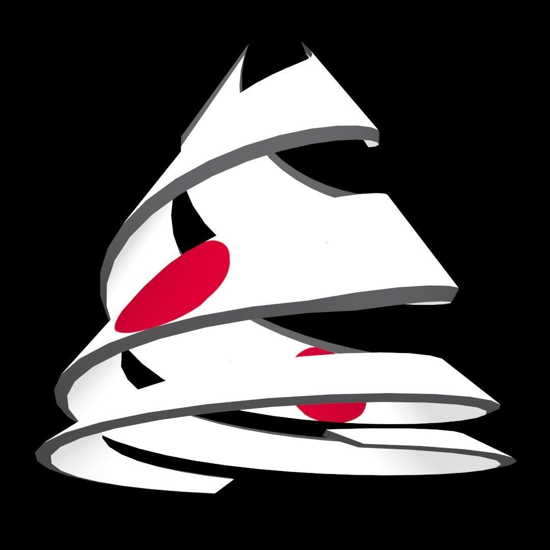 Japan Flag on a double helical spiral structure 3D model_17