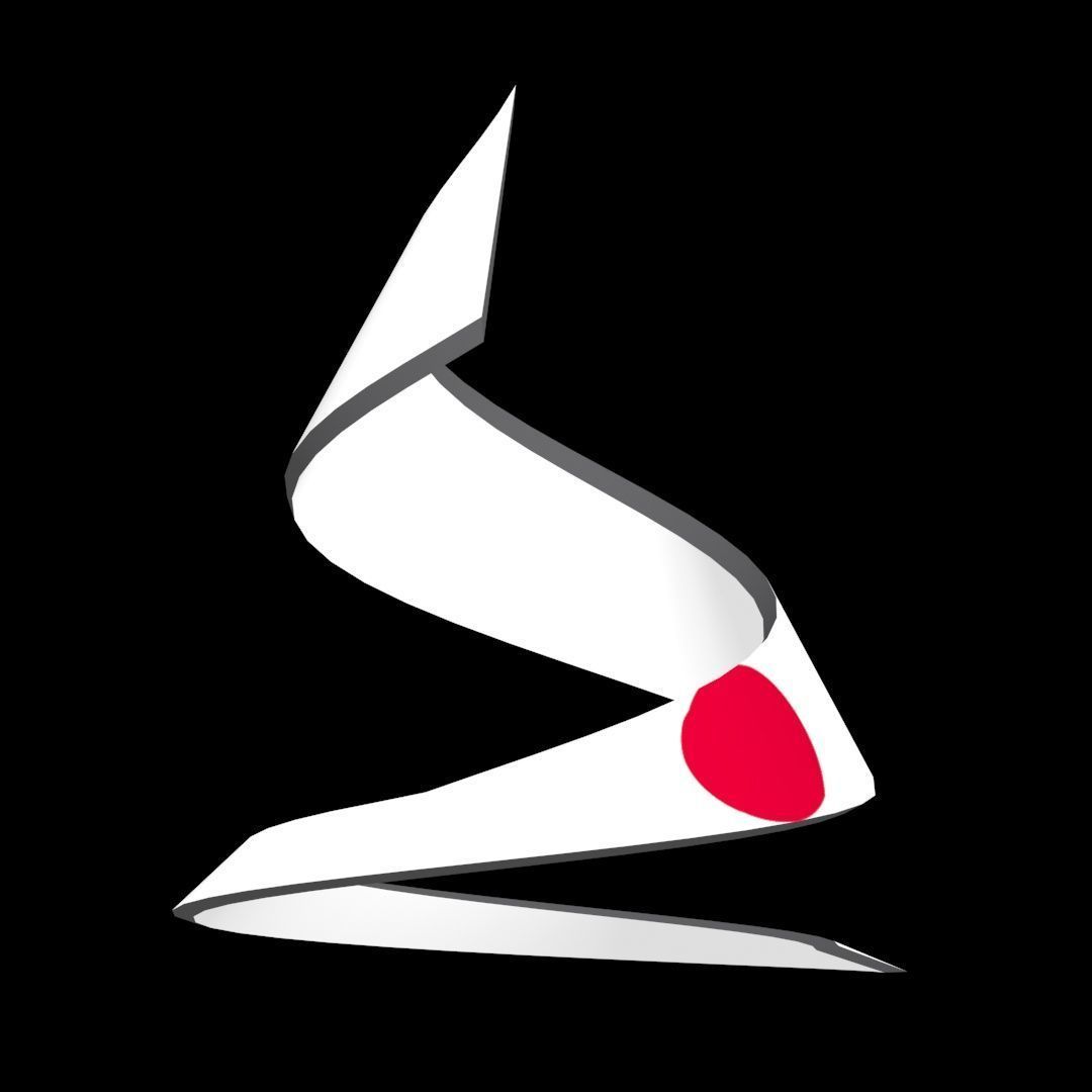 Japan Flag on a double helical spiral structure 3D model_1