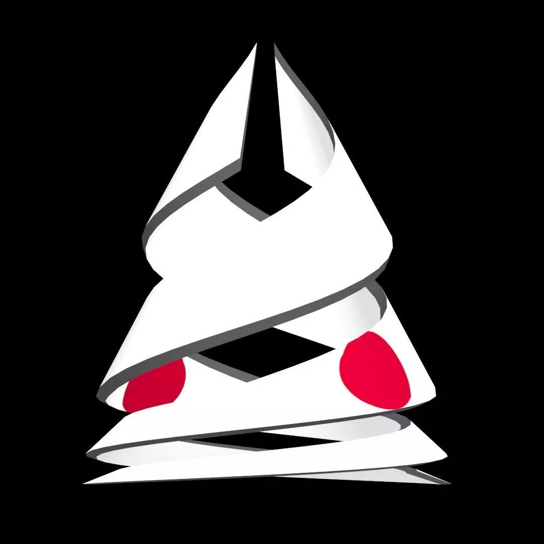 Japan Flag on a double helical spiral structure 3D model_0