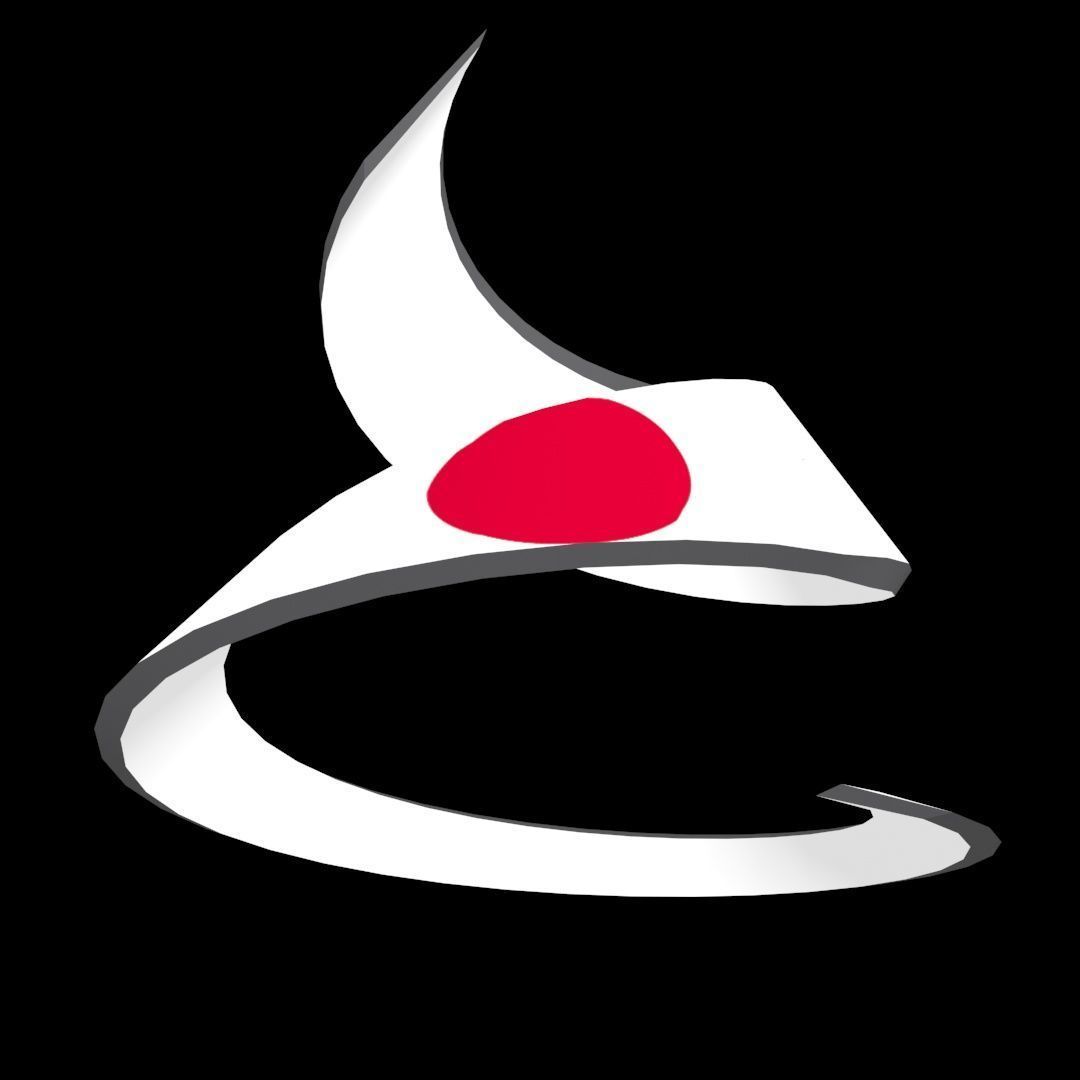 Japan Flag on a double helical spiral structure 3D model_34