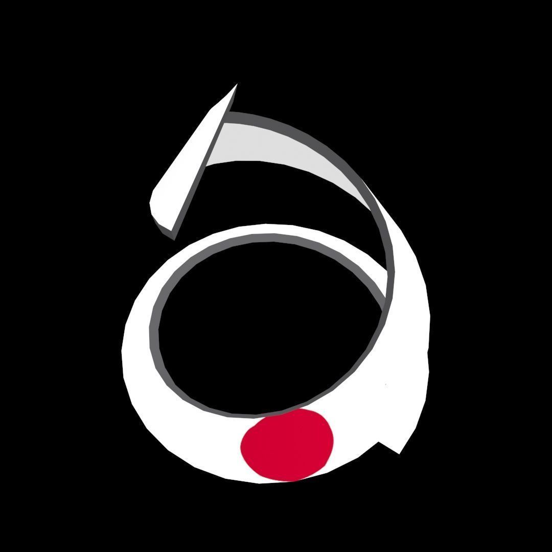 Japan Flag on a double helical spiral structure 3D model_40