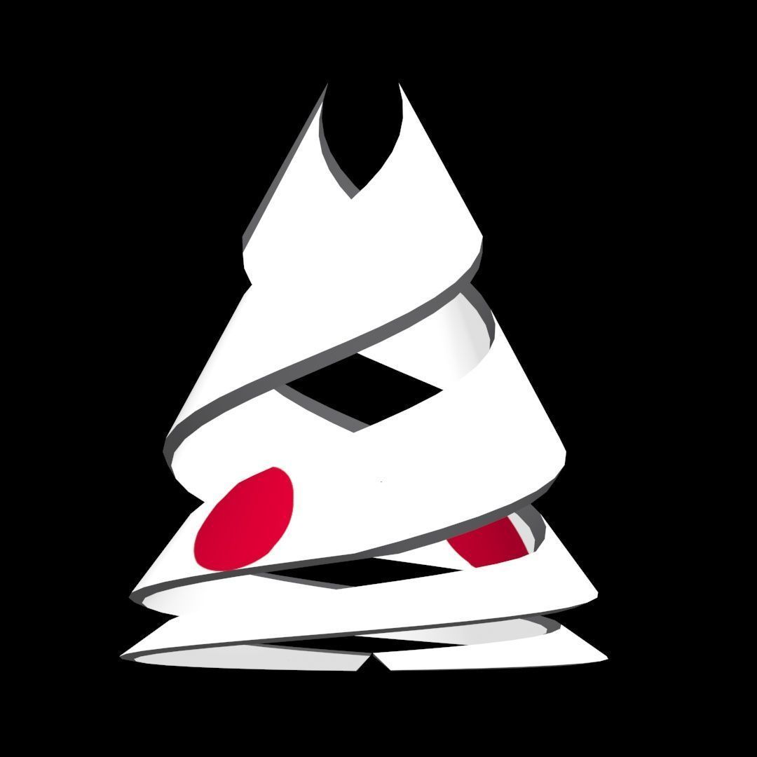 Japan Flag on a double helical spiral structure 3D model_2