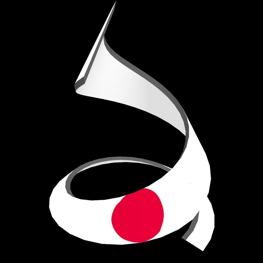Japan Flag on a double helical spiral structure 3D model_41