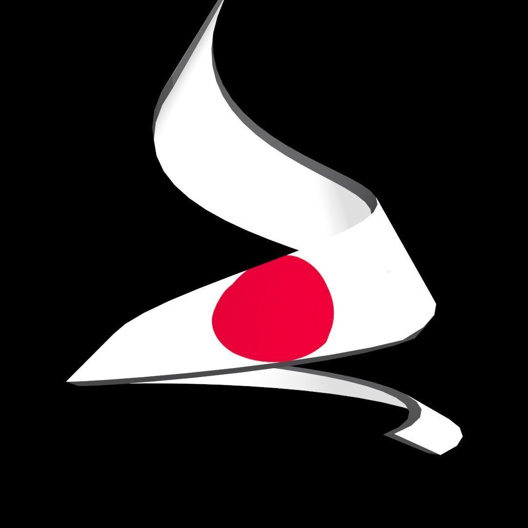 Japan Flag on a double helical spiral structure 3D model_36