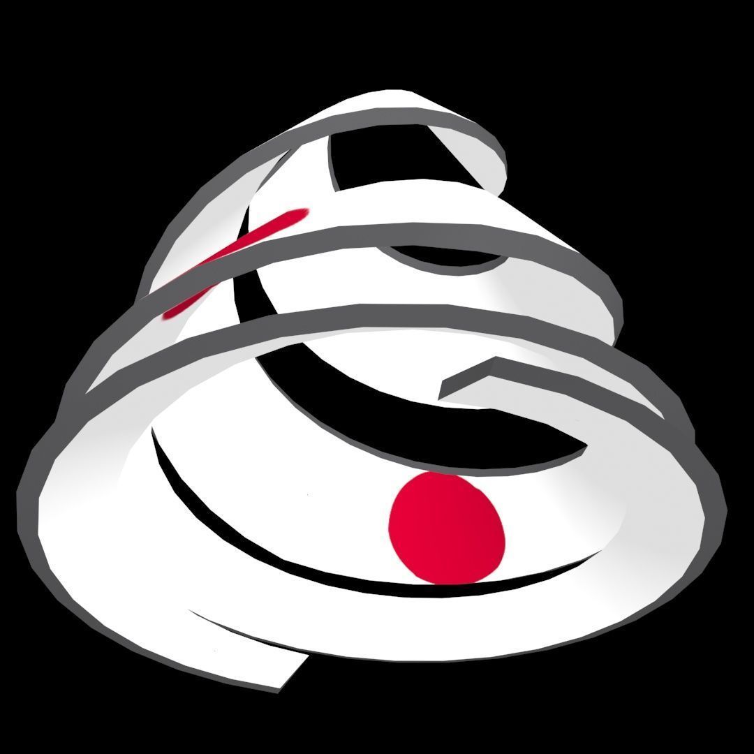 Japan Flag on a double helical spiral structure 3D model_19