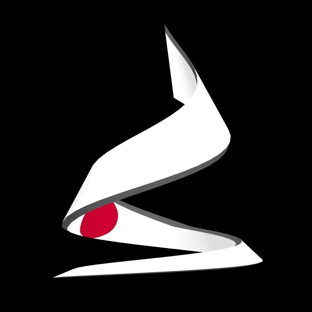 Japan Flag on a double helical spiral structure 3D model_5