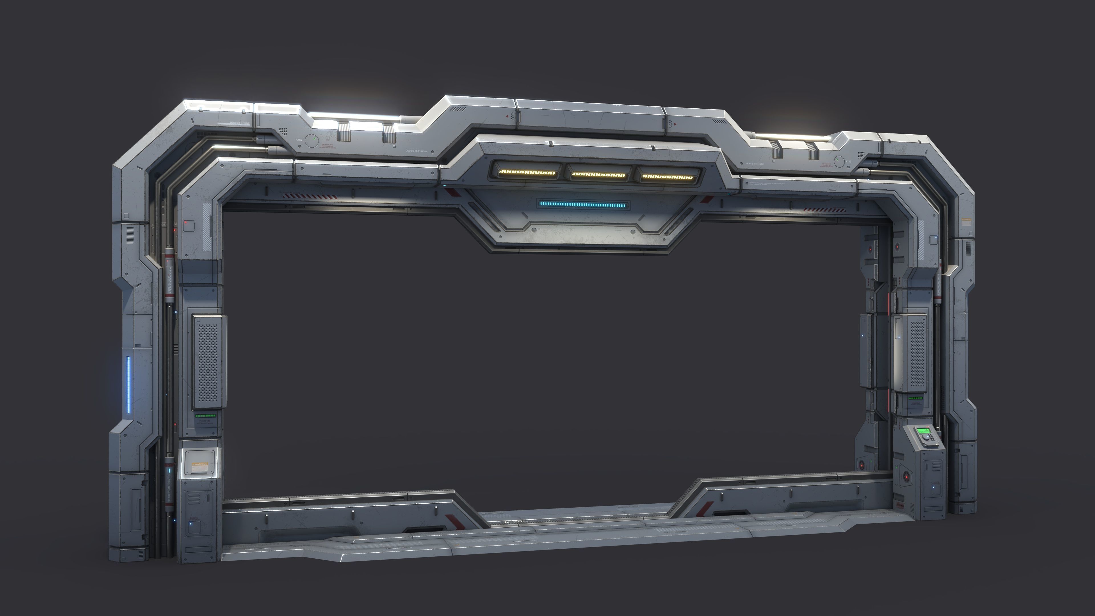 Sci-Fi Door Kit Vol 01-Type F-PBR Low-poly 3D model_2