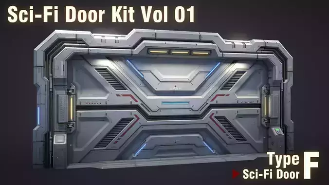 Sci-Fi Door Kit Vol 01-Type F-PBR Low-poly 3D model