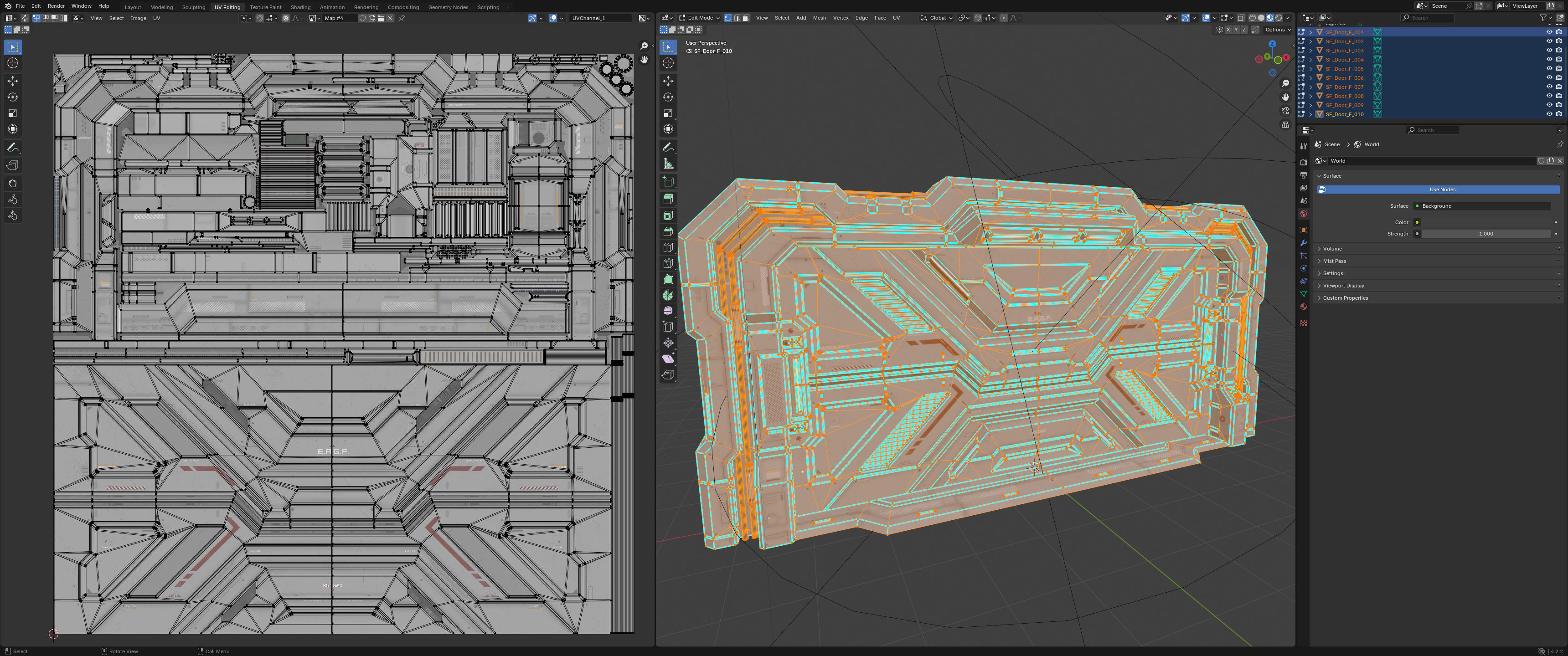 Sci-Fi Door Kit Vol 01-Type F-PBR Low-poly 3D model_7