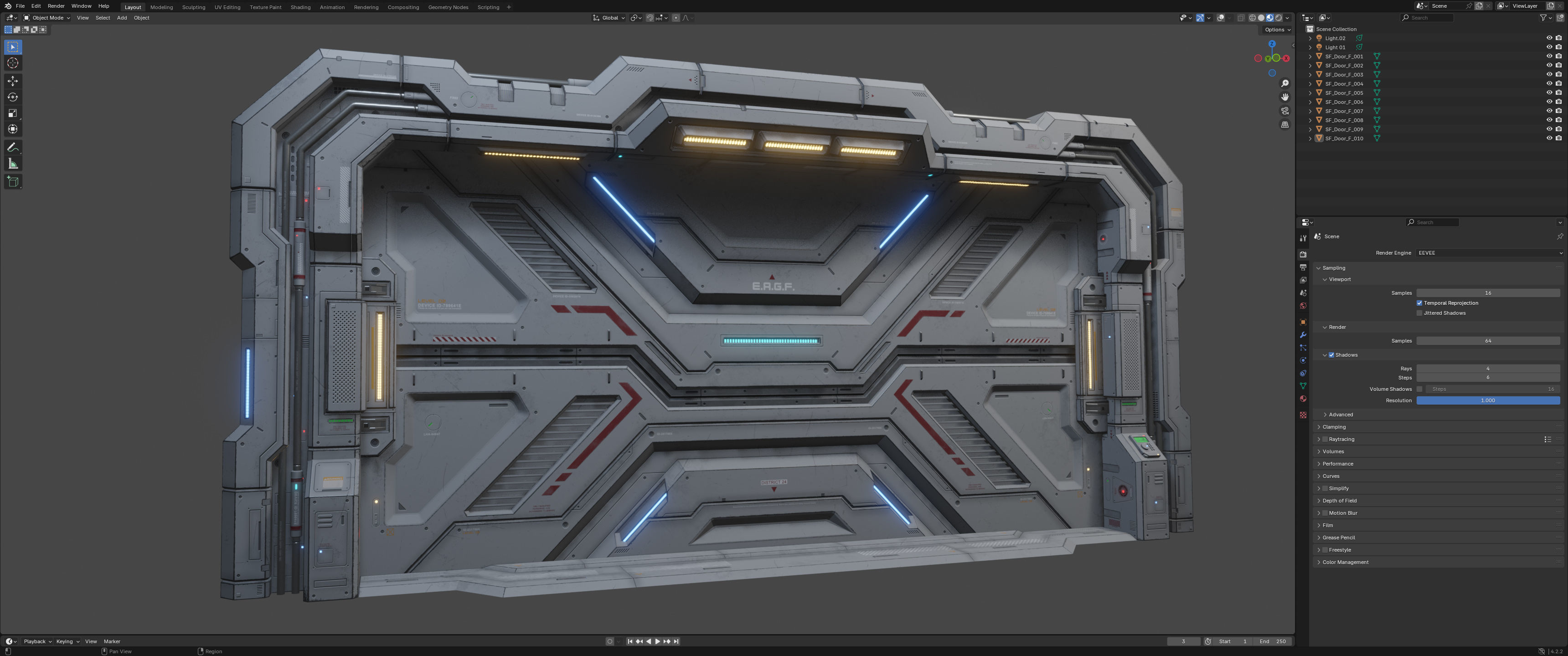 Sci-Fi Door Kit Vol 01-Type F-PBR Low-poly 3D model_5