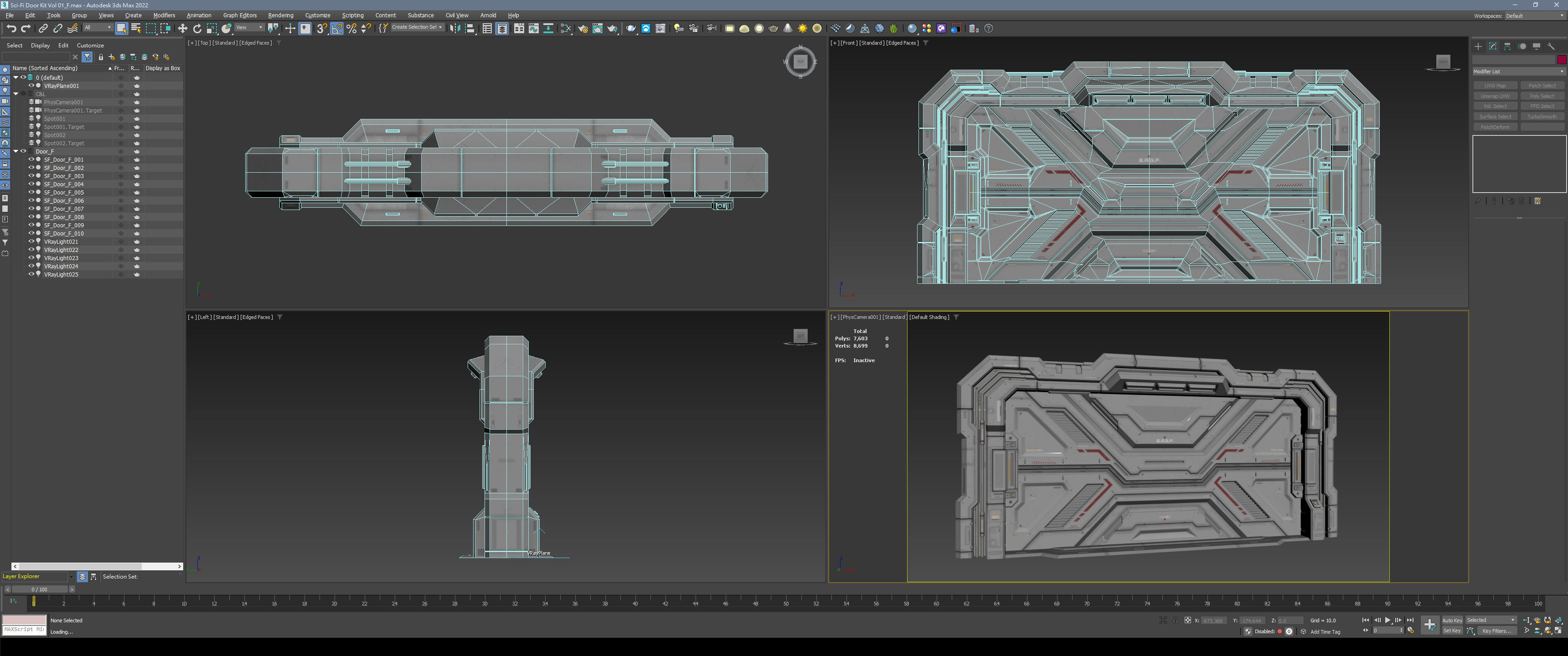 Sci-Fi Door Kit Vol 01-Type F-PBR Low-poly 3D model_4