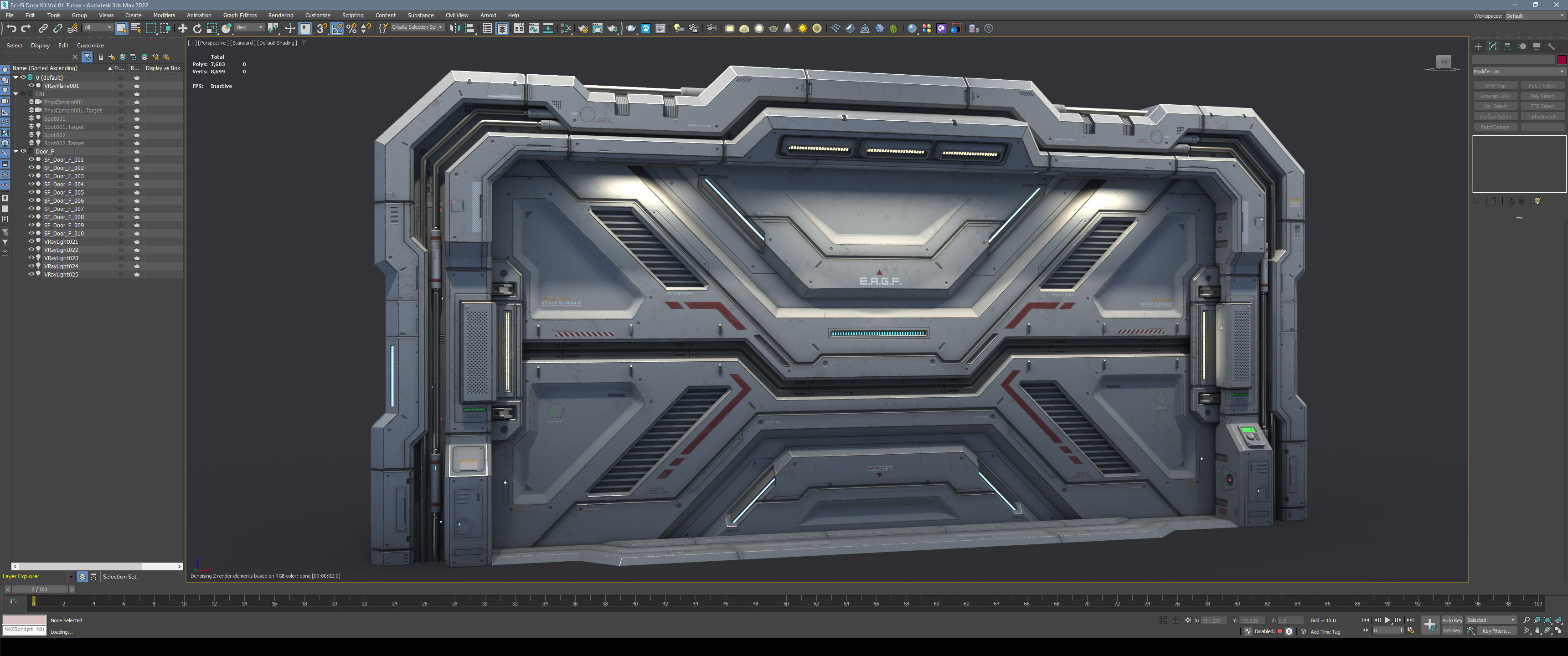 Sci-Fi Door Kit Vol 01-Type F-PBR Low-poly 3D model_3