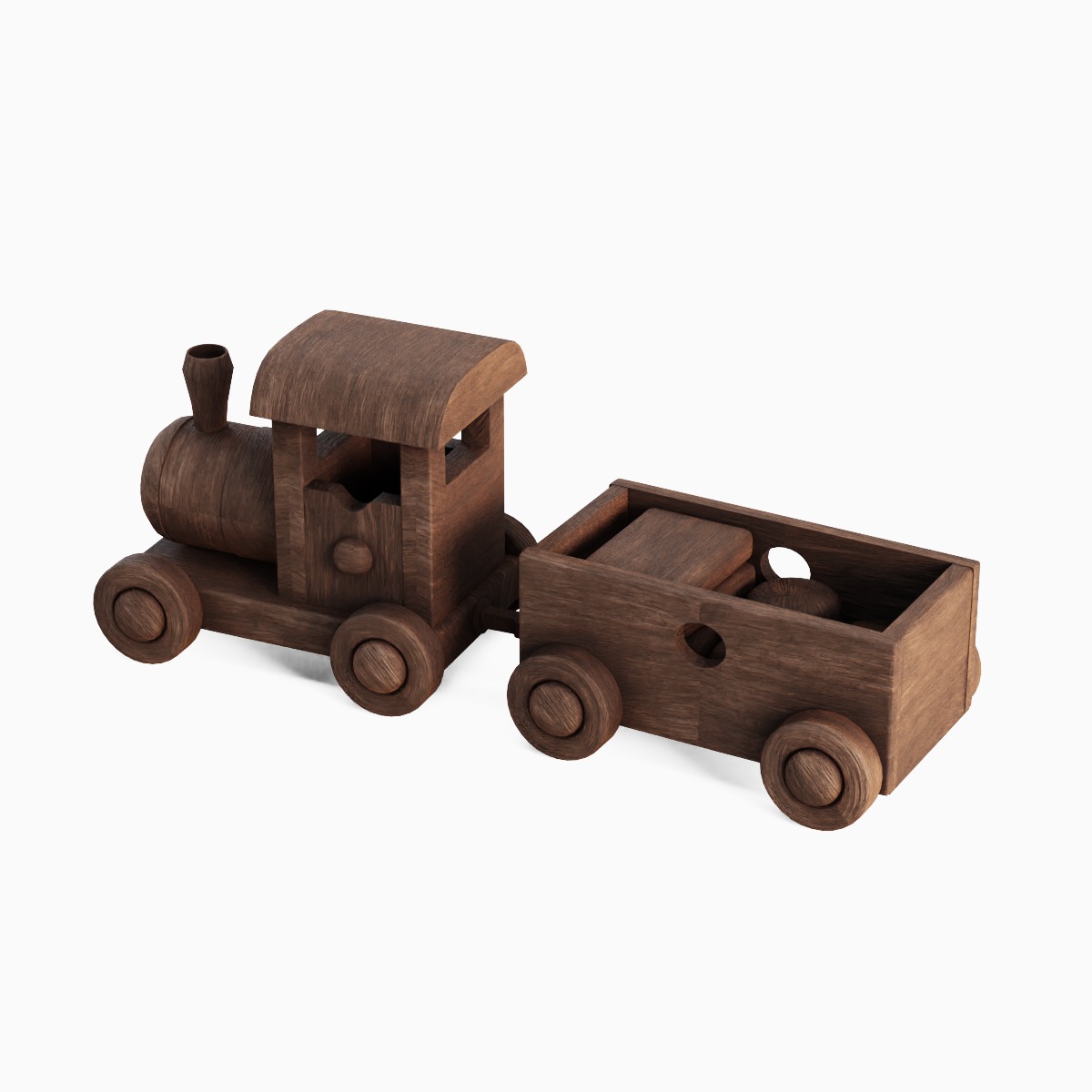 Wooden Toy Train 01 3D model_5