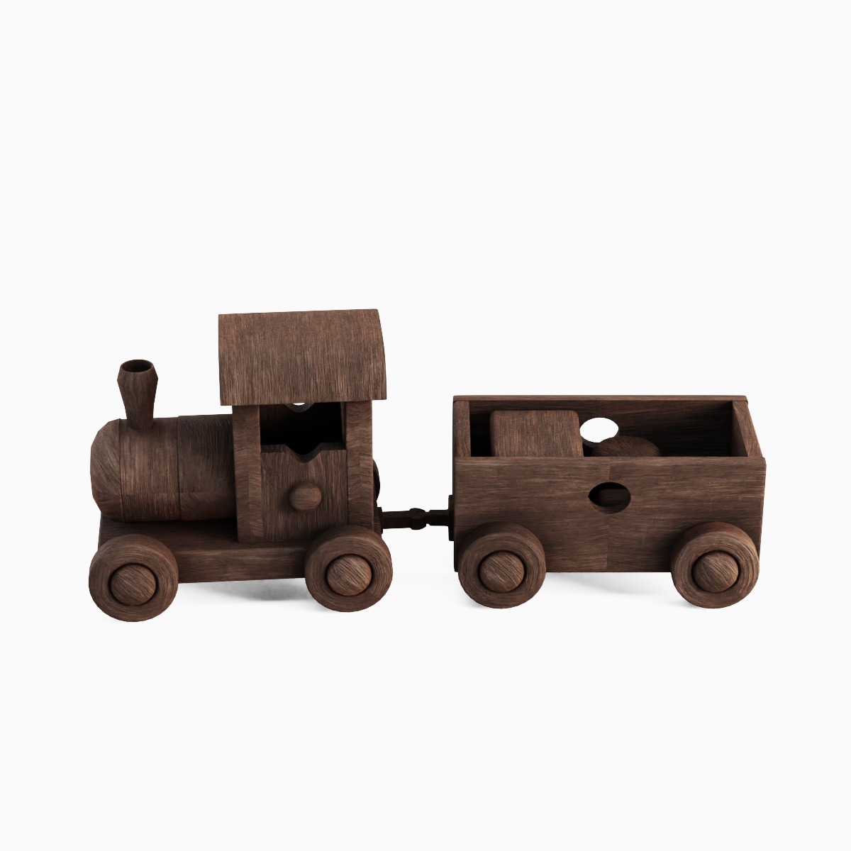 Wooden Toy Train 01 3D model_3