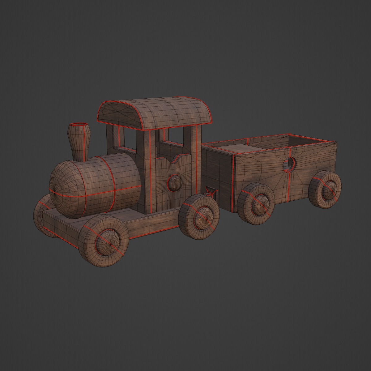 Wooden Toy Train 01 3D model_7