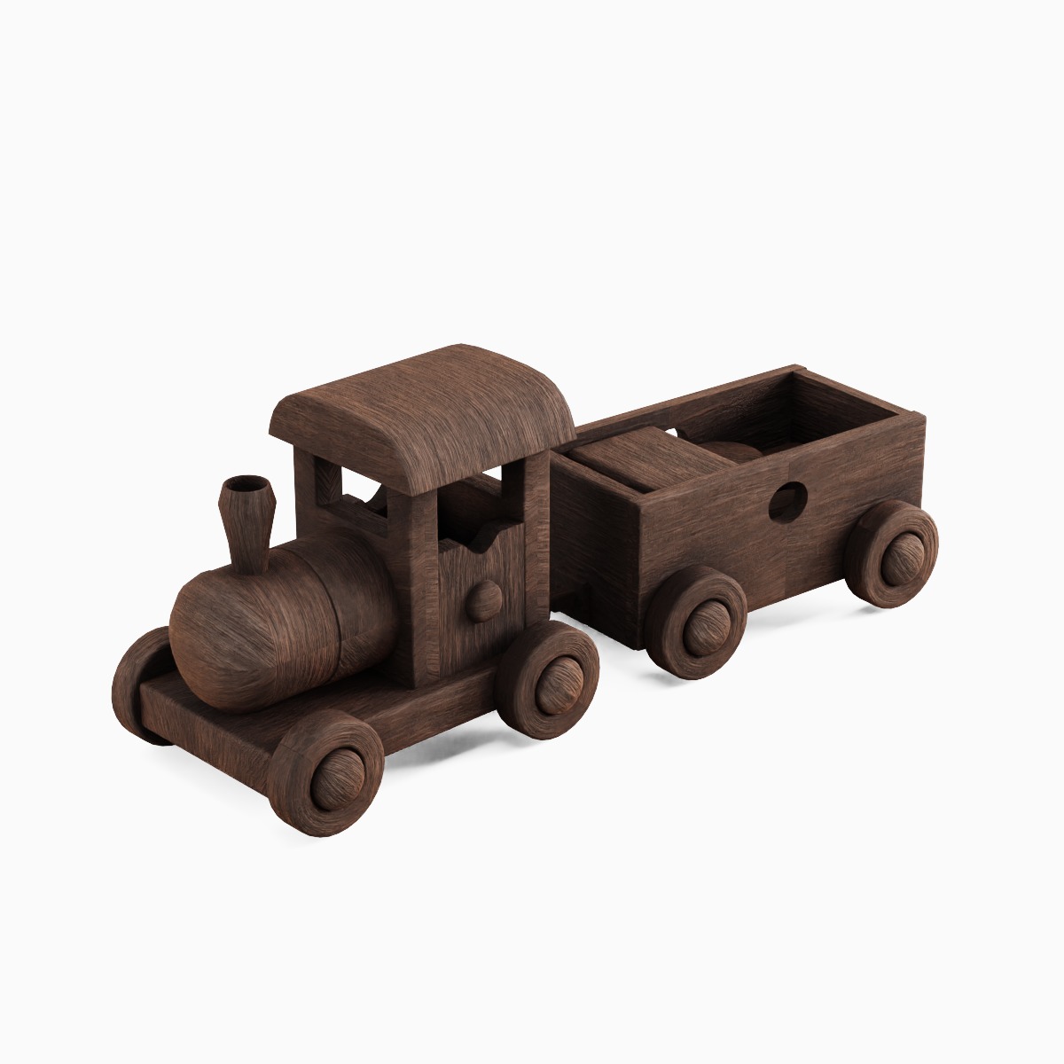 Wooden Toy Train 01 3D model_4