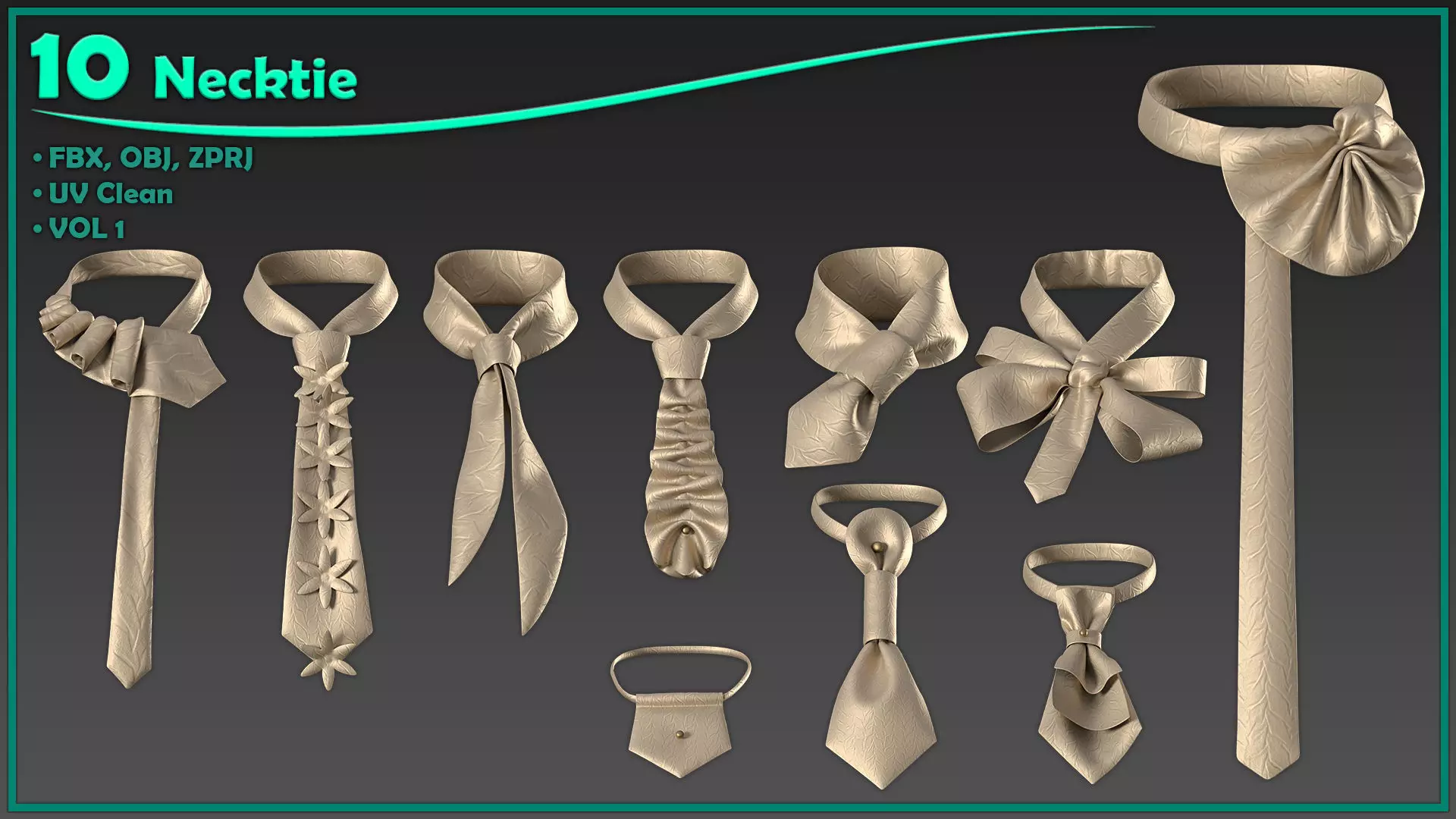 10 female necktie Low-poly 3D model_0