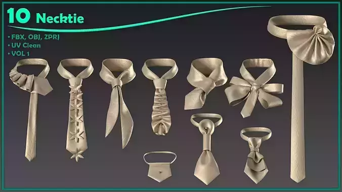 10 female necktie Low-poly 3D model 10 female necktie Low-poly 3D model