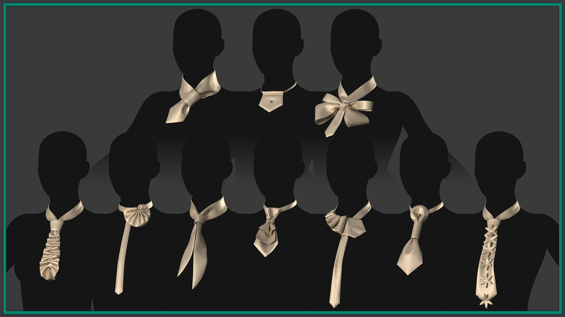 10 female necktie Low-poly 3D model_11