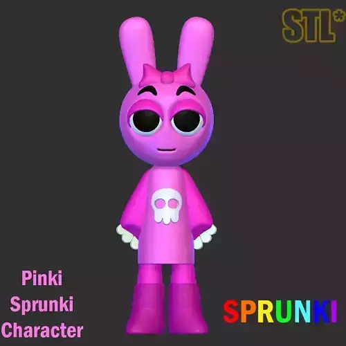 Pinki STL file Sprunki Incredibox STL 3D Character Fanart