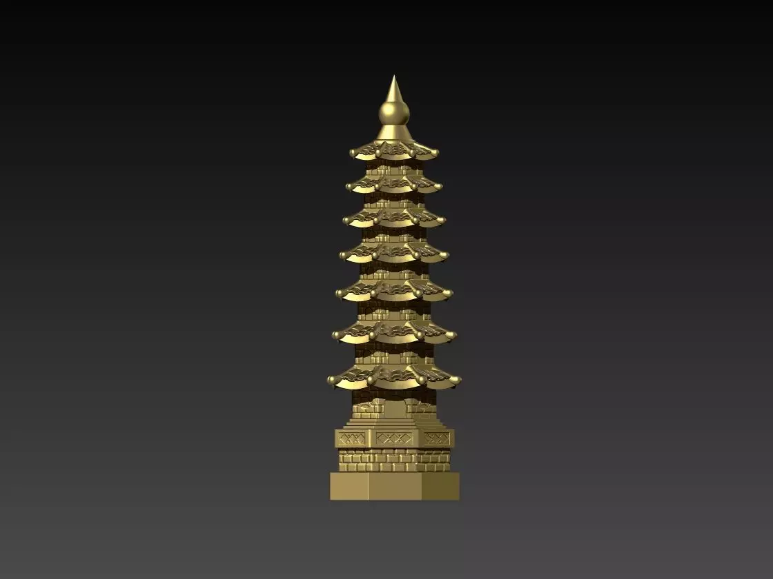 7-Level Wen Chang Pagoda 3D STL 3D print model_0