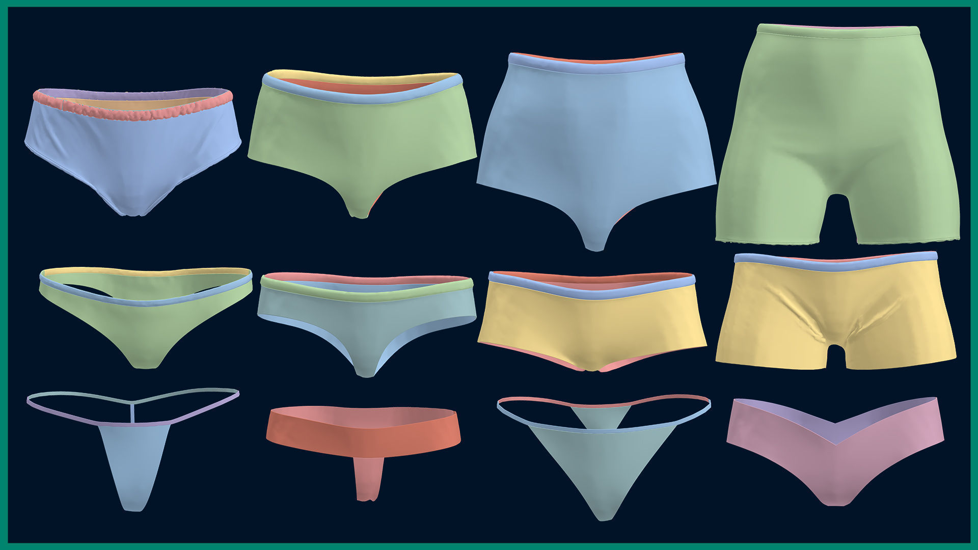12 female panty Low-poly 3D model_8