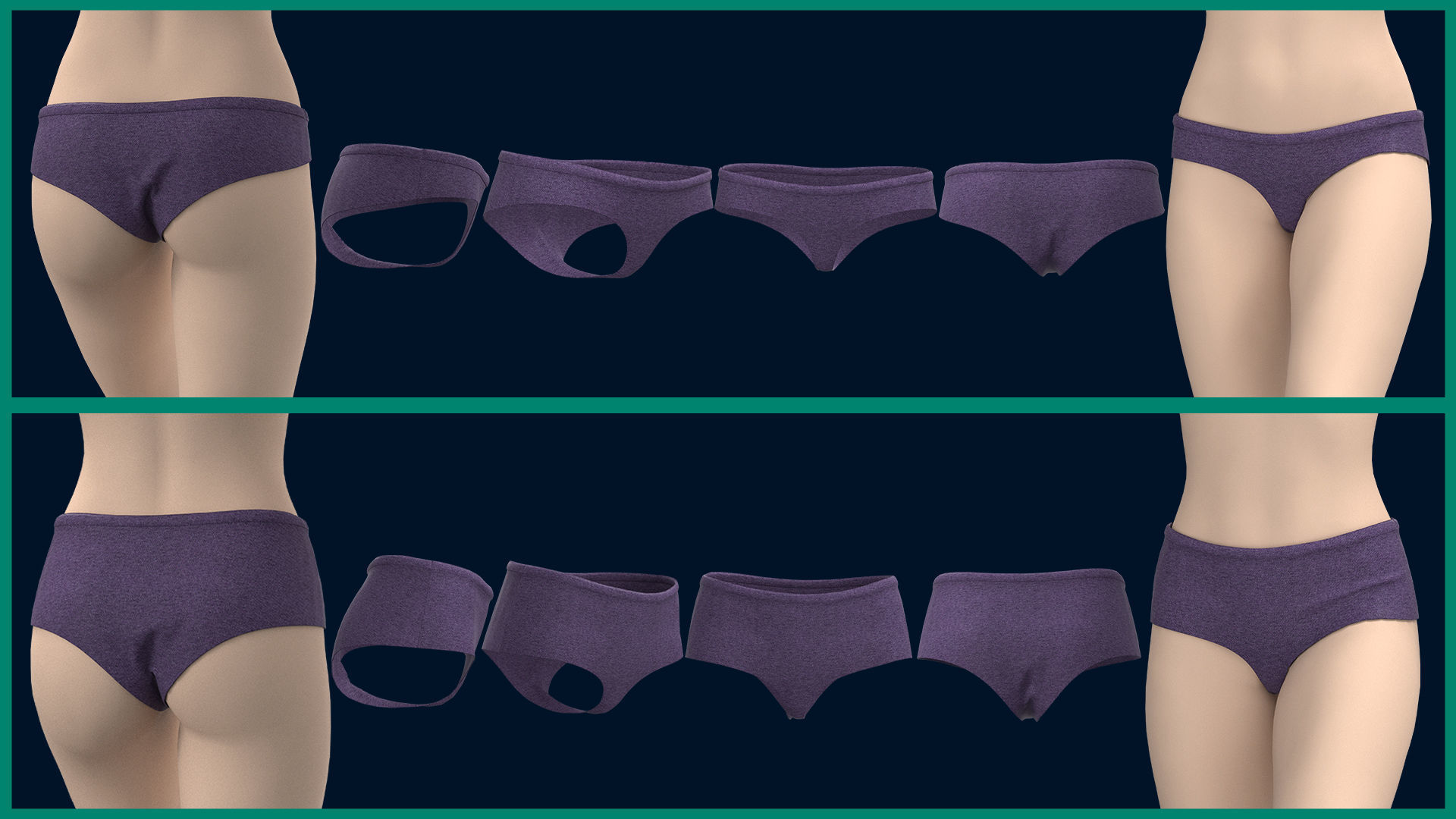 12 female panty Low-poly 3D model_3