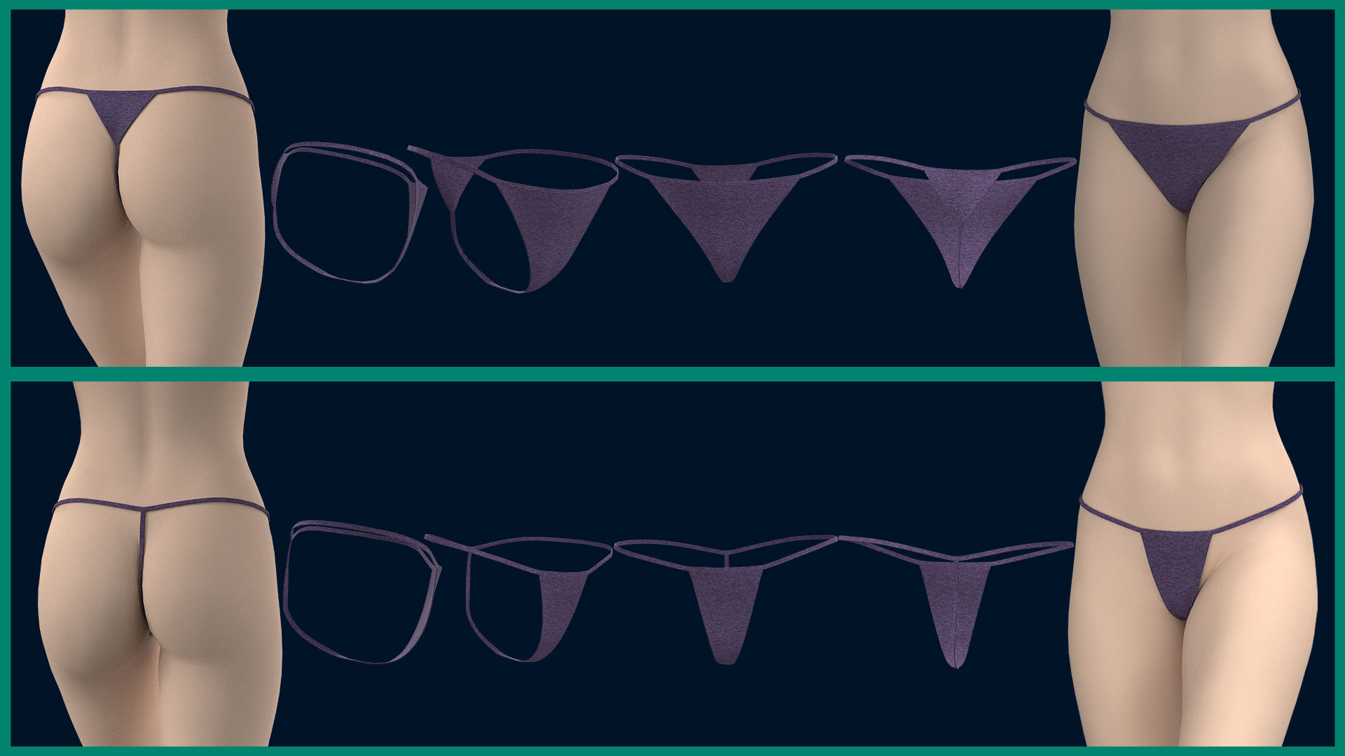 12 female panty Low-poly 3D model_2