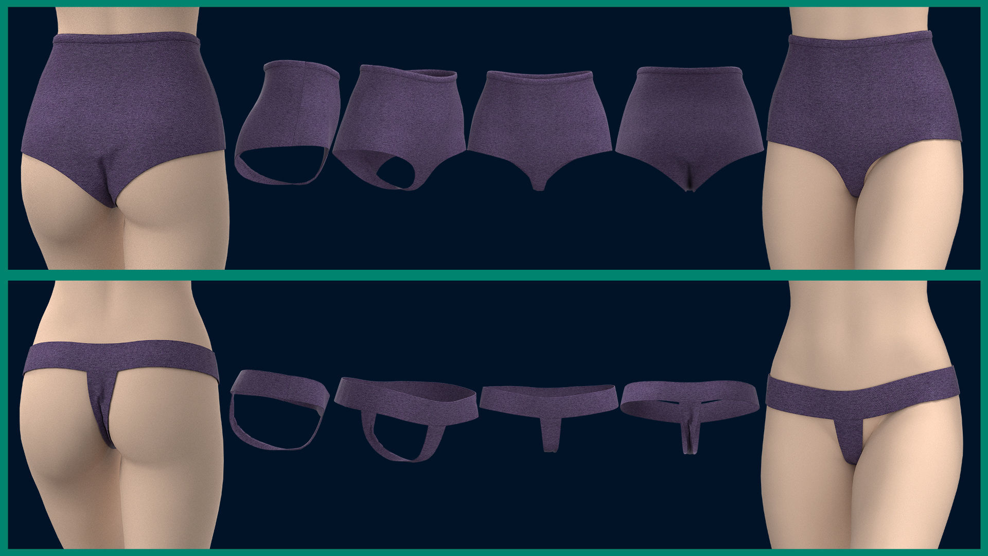 12 female panty Low-poly 3D model_4