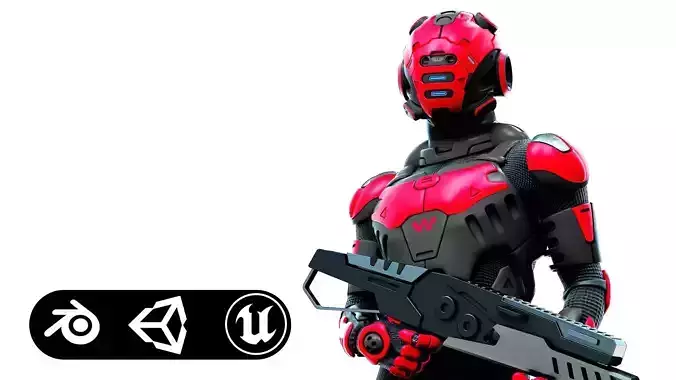 MECHA SOLDIER-L  Rigged for Unreal Engine - Unity - MIXAMO 3D model