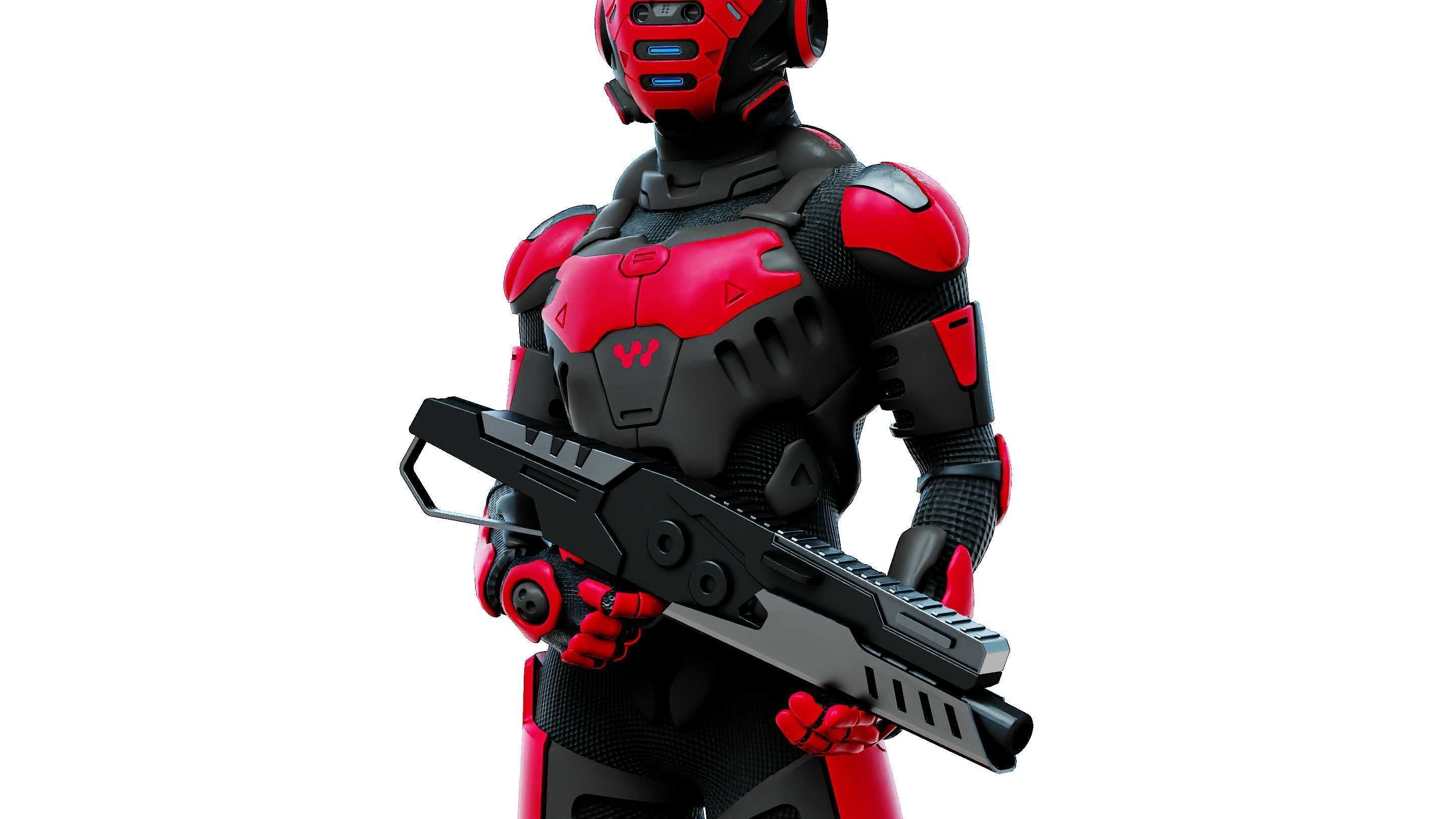 MECHA SOLDIER-L  Rigged for Unreal Engine - Unity - MIXAMO 3D model_28