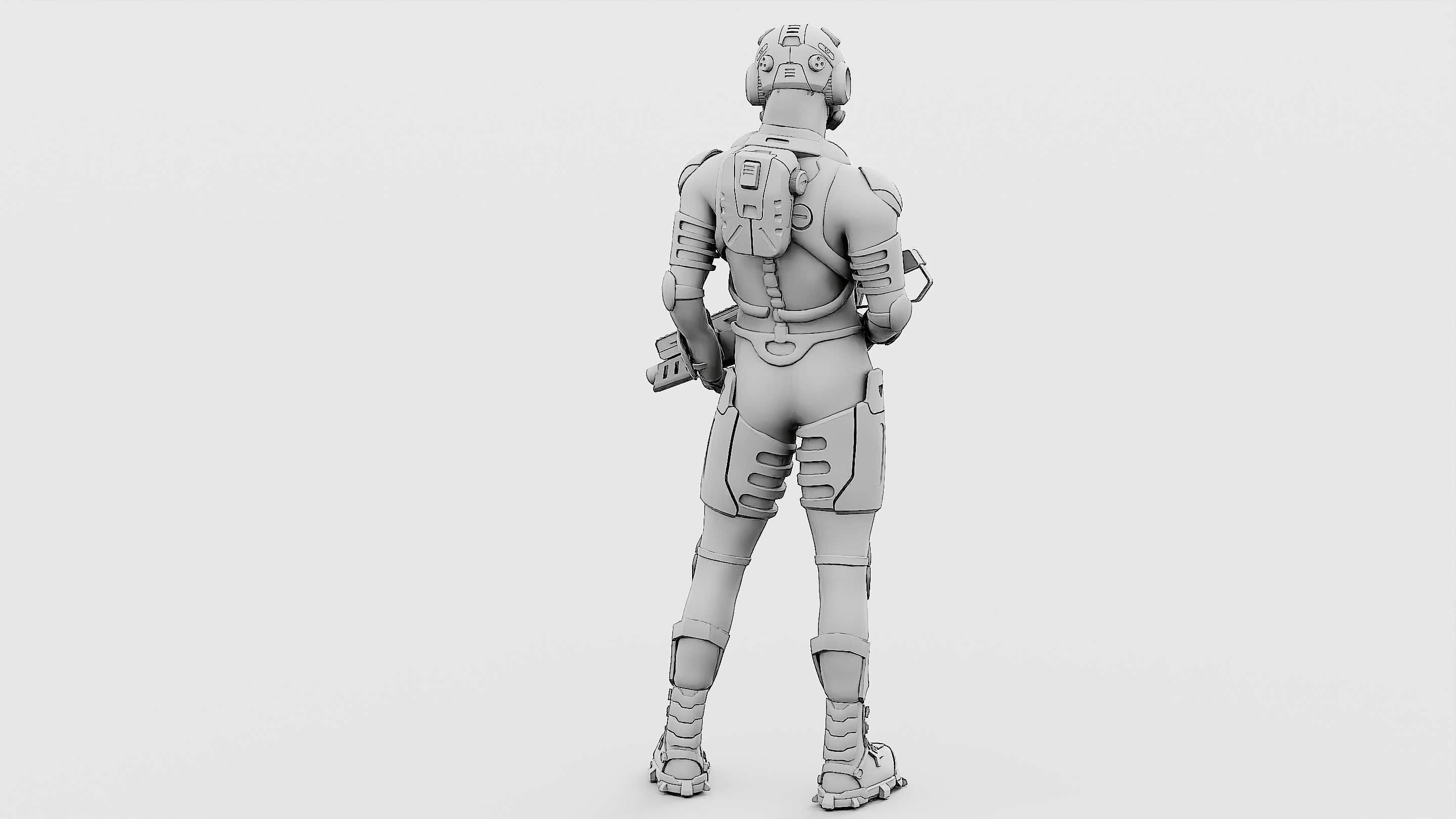 MECHA SOLDIER-L  Rigged for Unreal Engine - Unity - MIXAMO 3D model_33