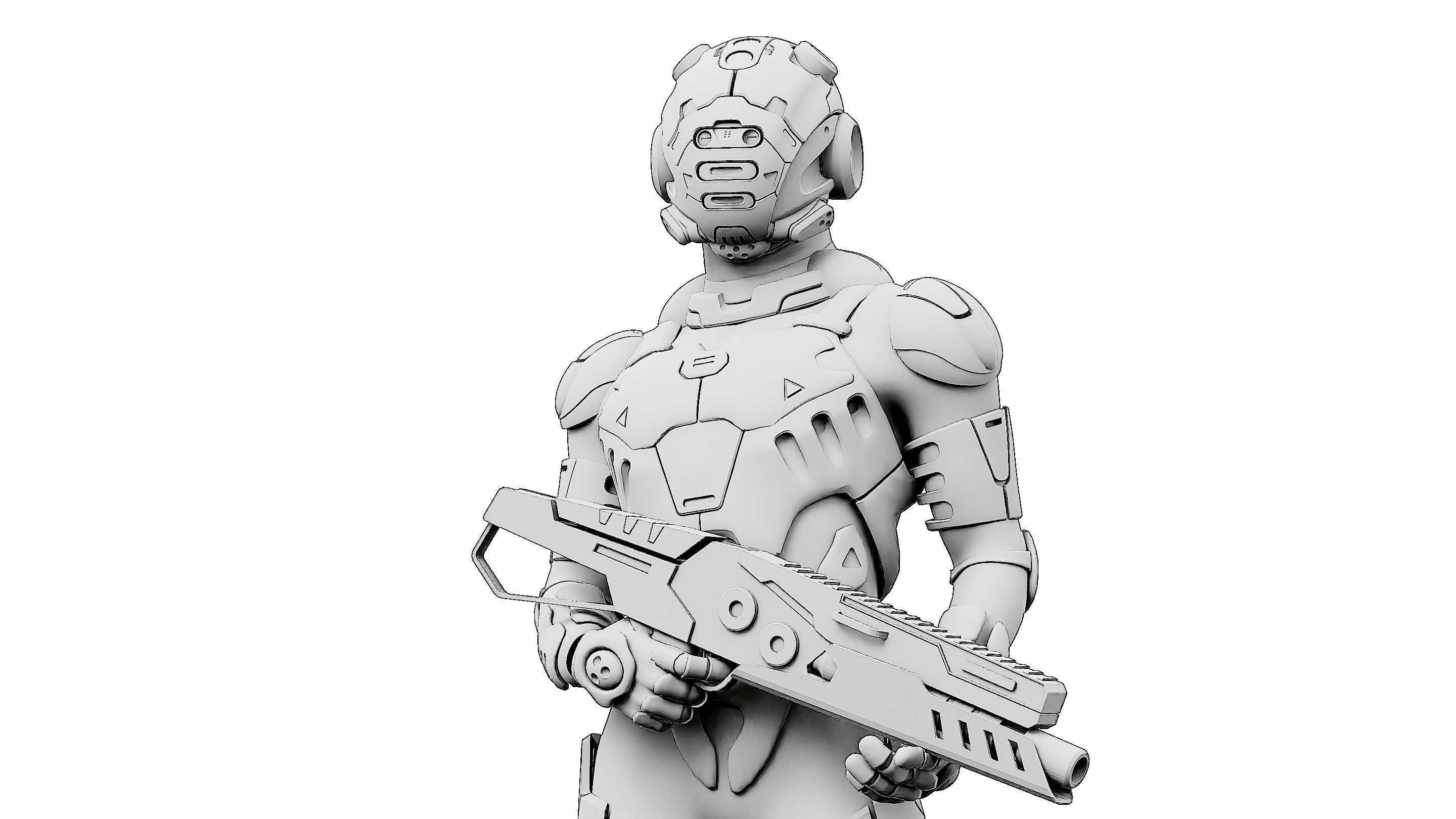 MECHA SOLDIER-L  Rigged for Unreal Engine - Unity - MIXAMO 3D model_34