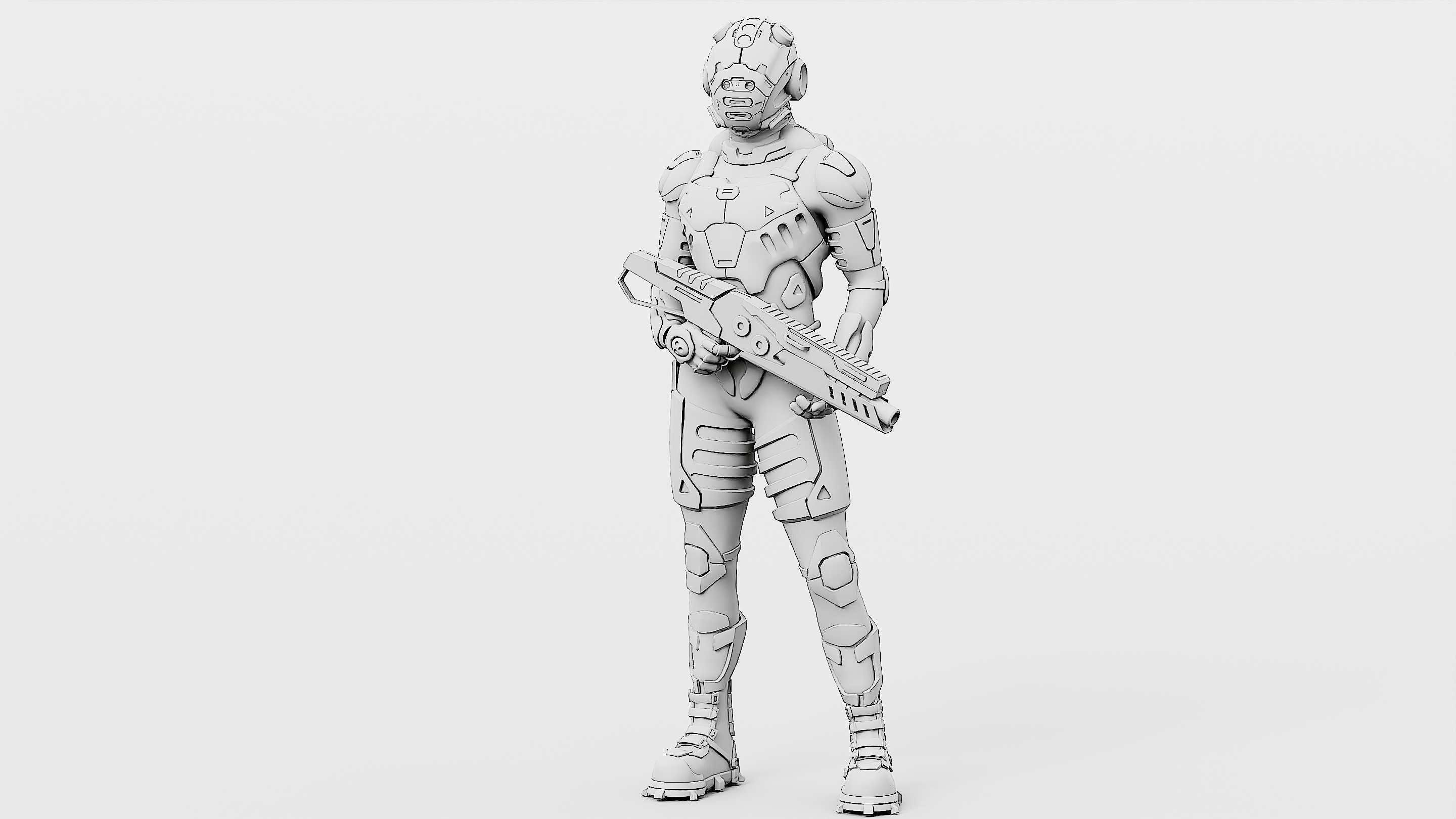MECHA SOLDIER-L  Rigged for Unreal Engine - Unity - MIXAMO 3D model_32