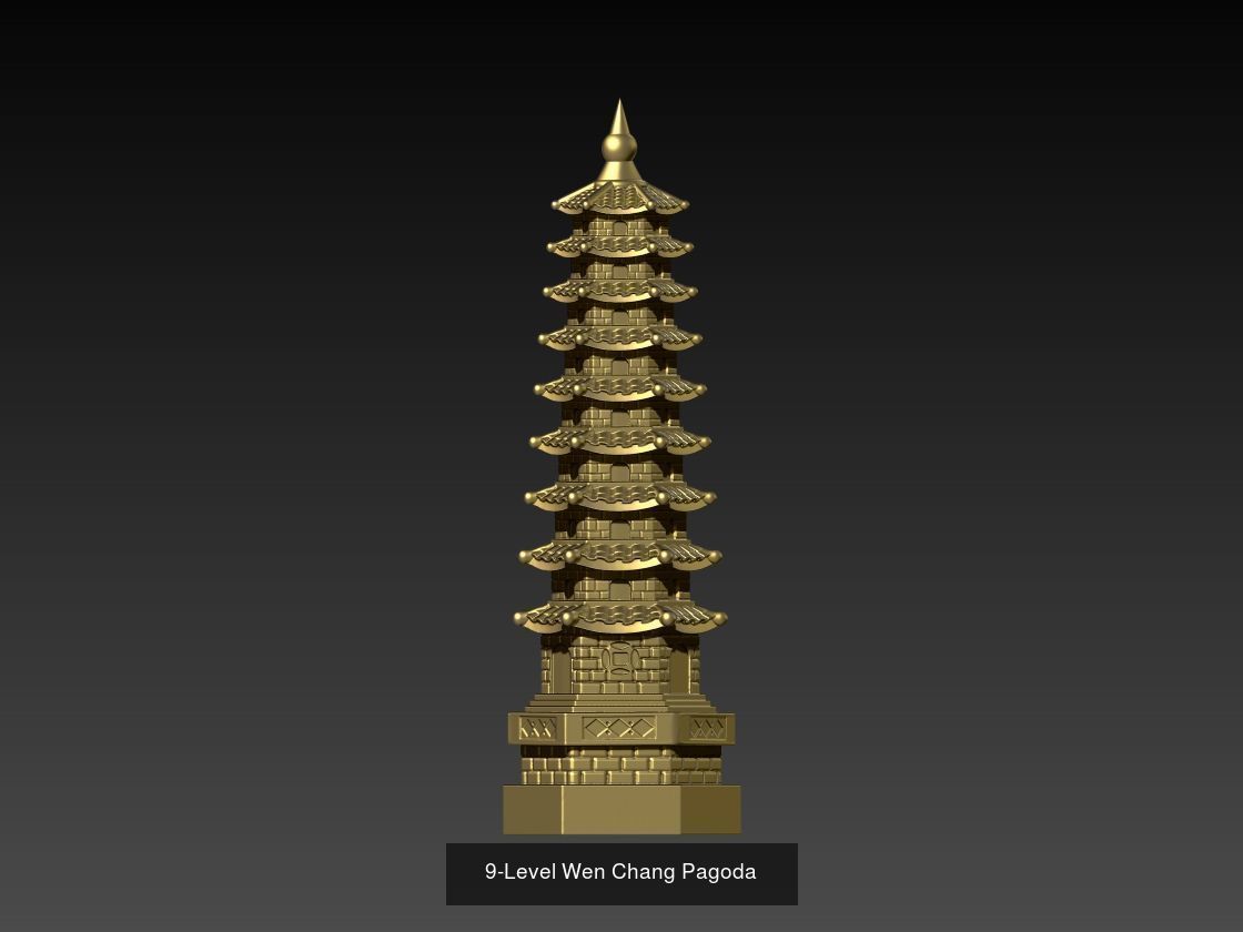 Set Wen Chang Pagoda 3D Model Collection_3