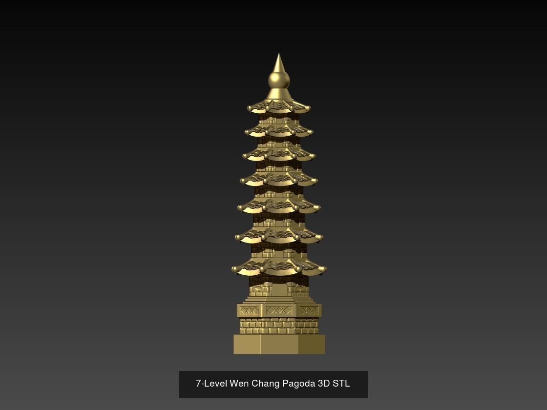 Set Wen Chang Pagoda 3D Model Collection_2